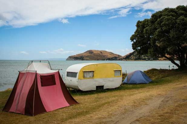 camping at New Zealand beach