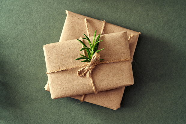 Sage Green coloured Wrapping Paper - 2 Sheets, gift wrap, natural